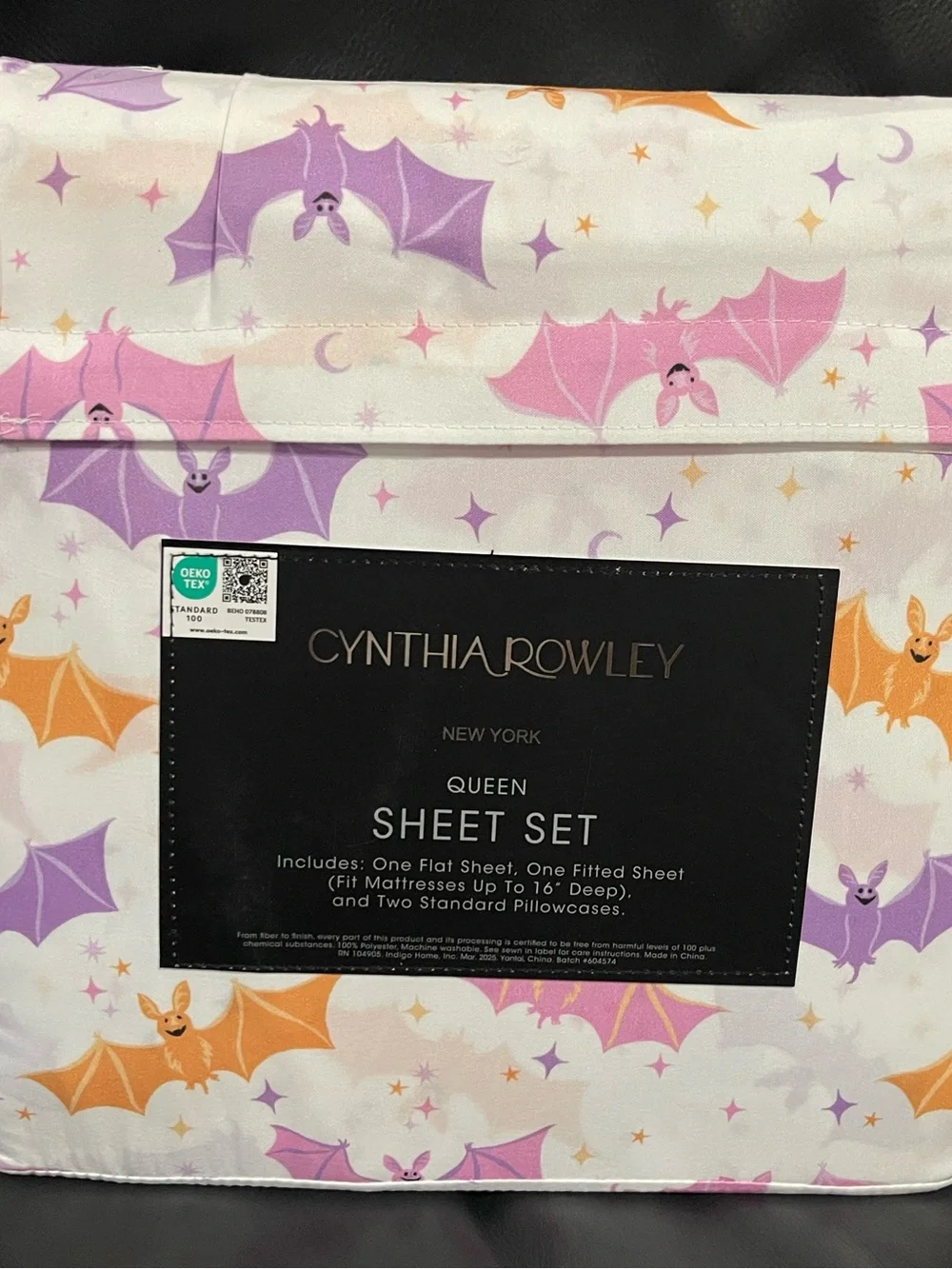 Halloween CYNTHIA ROWLEY Happy Bats Queen Sheet Set